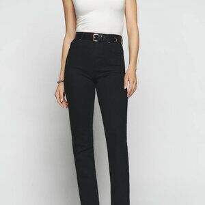 NWT Reformation Liza Ultra High Rise Straight Jeans Black Size 24